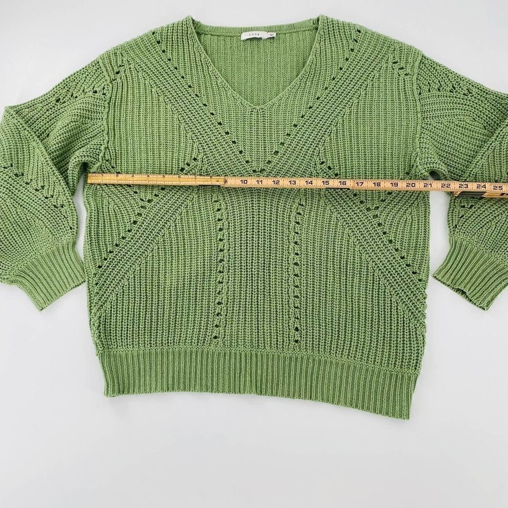 LUSH Open Stitch V-Neck Oversized Sweater In Pistachio Size Small - Picture 10 of 11